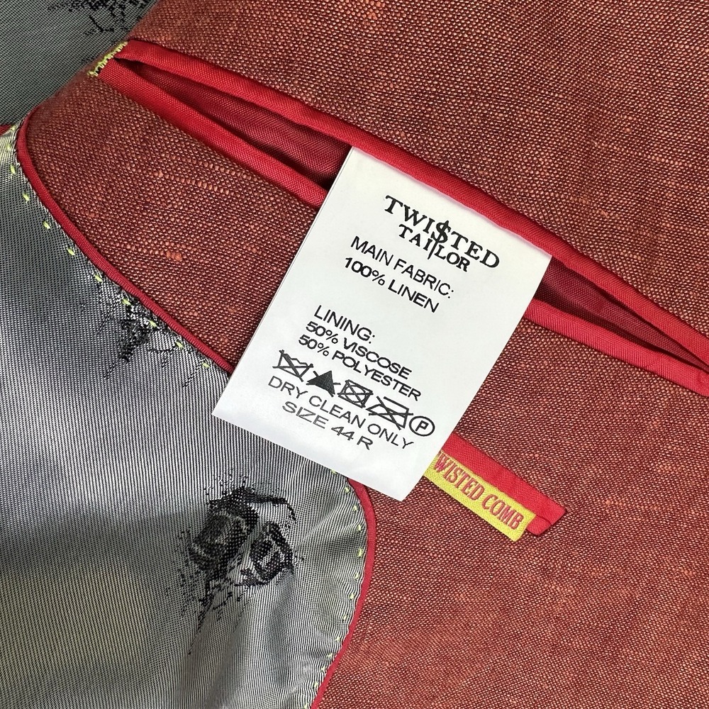 Twisted Tailor Panther Jacket Linen Blazer Twisted Comb Men 44 Rust Red Vacation - Picture 12 of 13